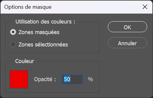 Options du mode masque