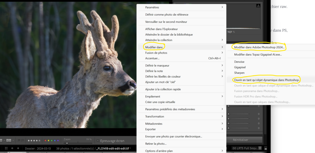 Passer de lightroom à photoshop