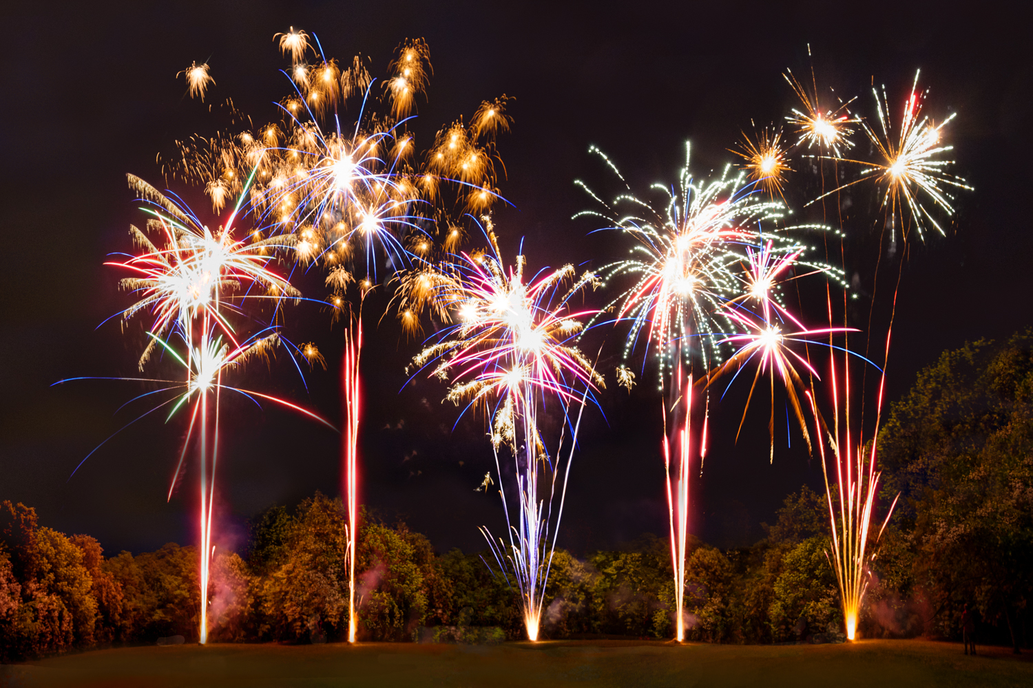 Empiler des feux d'artifice avec photoshop et son mode de fusion éclaircir