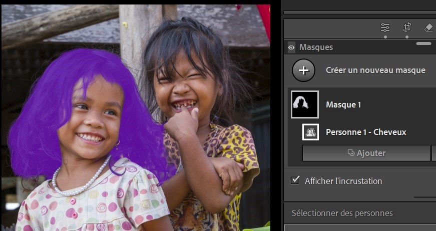 Sélection de cheveux avec lightroom