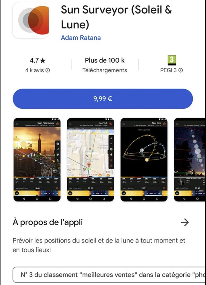 L'application Sun surveyor à télécharger