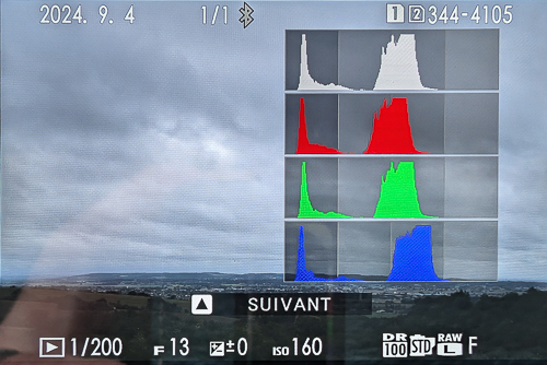 Visualisation sur le boitier de l'image enregistrée (expo nominale)