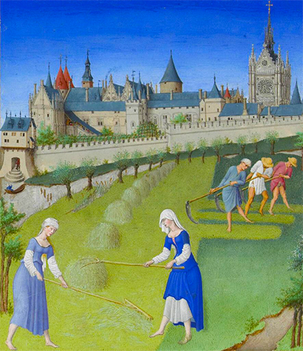 Femmes en bleu dans les très riches heures du Duc de Berry.