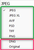 Formats d'export compatibles HDR